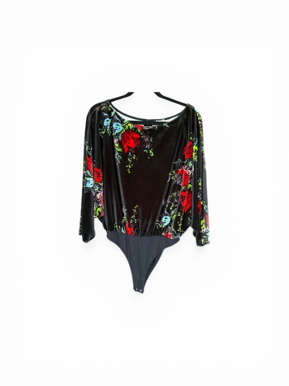 Free People Intimately Black Floral Crushed Velvet Bodysuit. Size Small. NWOT. - Picture 7 of 17